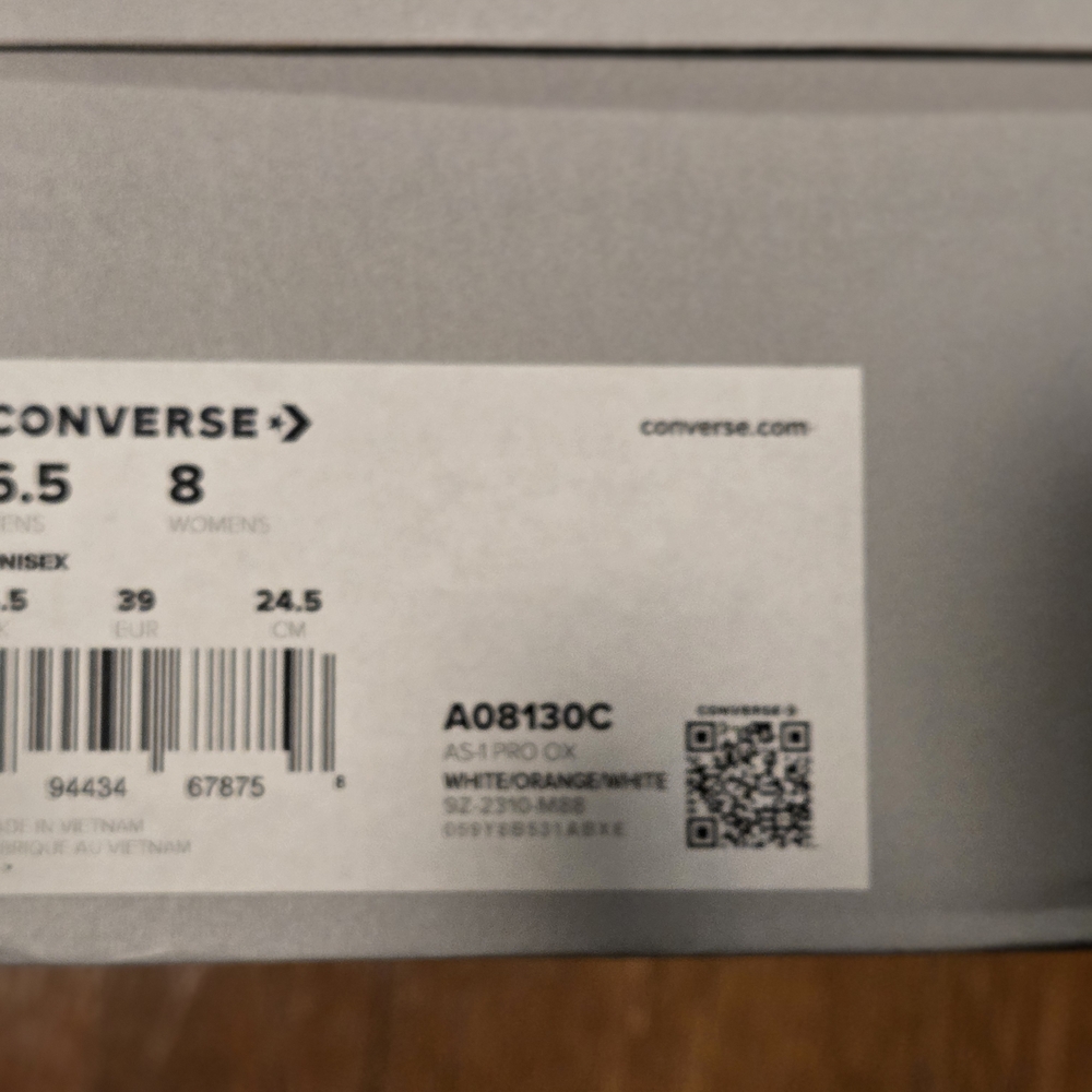 NEW Converse Cons Leather Sneakers in White and Orange Chevron W Sz 8/ M Sz 6.5 - Picture 4 of 5